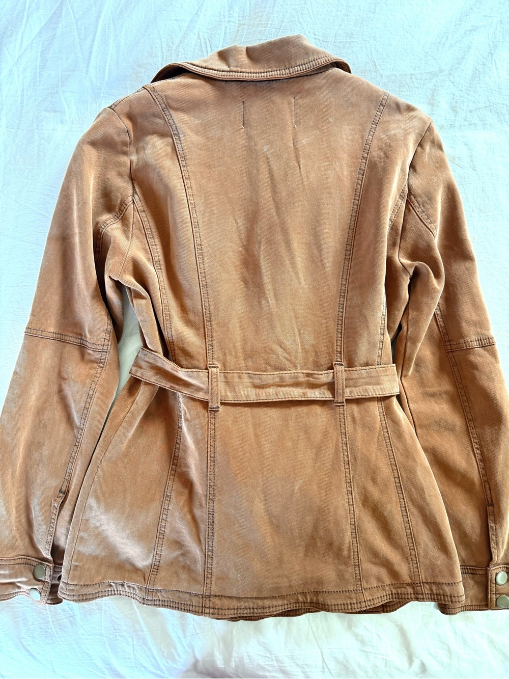 Anthropologie Camel Moto Jacket Belted Stretch Size S - Picture 5 of 15